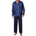 thumbnail image 1 of Onimisc Mens Satin Silky Pajamas Set Long Sleeve Satin Pajamas for Men Sleepwear Button Down Pjs Set 2 Pieces, 1 of 7