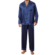 Onimisc Mens Satin Silky Pajamas Set Long Sleeve Satin Pajamas for Men Sleepwear Button Down Pjs Set 2 Pieces
