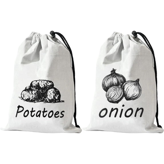 Vjnyvs Reusable Onion Potato Vegetable Storage Bags for Pantry, Light-Blocking Liner with Drawstring Closure & Side Access for Fresh Keeping