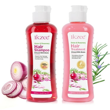 Onion Biotin and Rosemary Shampoo & Treatment for Stronger, Thicker and Longer Strands - Soft Shine, Anti-Hair Loss and Thinning, Growth Formula, Paraben and Silicone Free