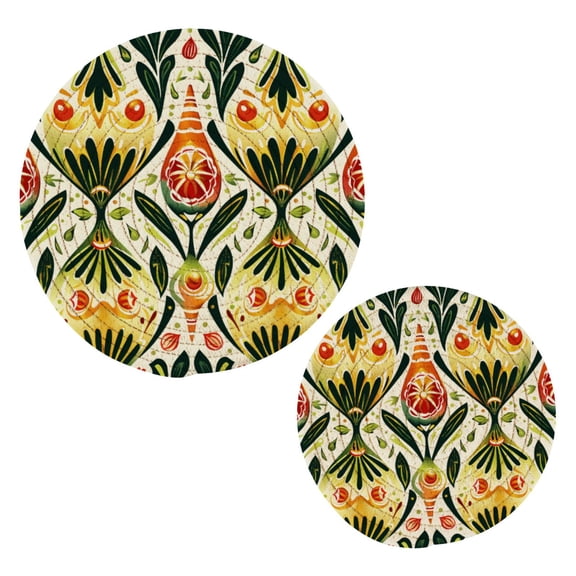 Onion Folk Art Pot Holders Trivets Set of 2 Cotton Hot Pads Mats for Hot Dishes Pots Pans Kitchen Cooking 7" 9.5"