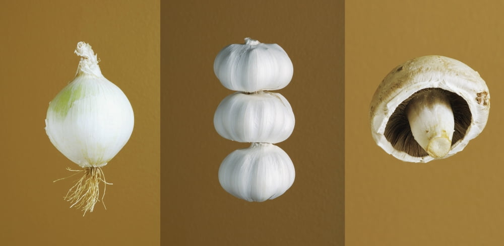 Onion Garlic And Mushroom Canvas Art - Darren Greenwood Design Pics (38 x 18)