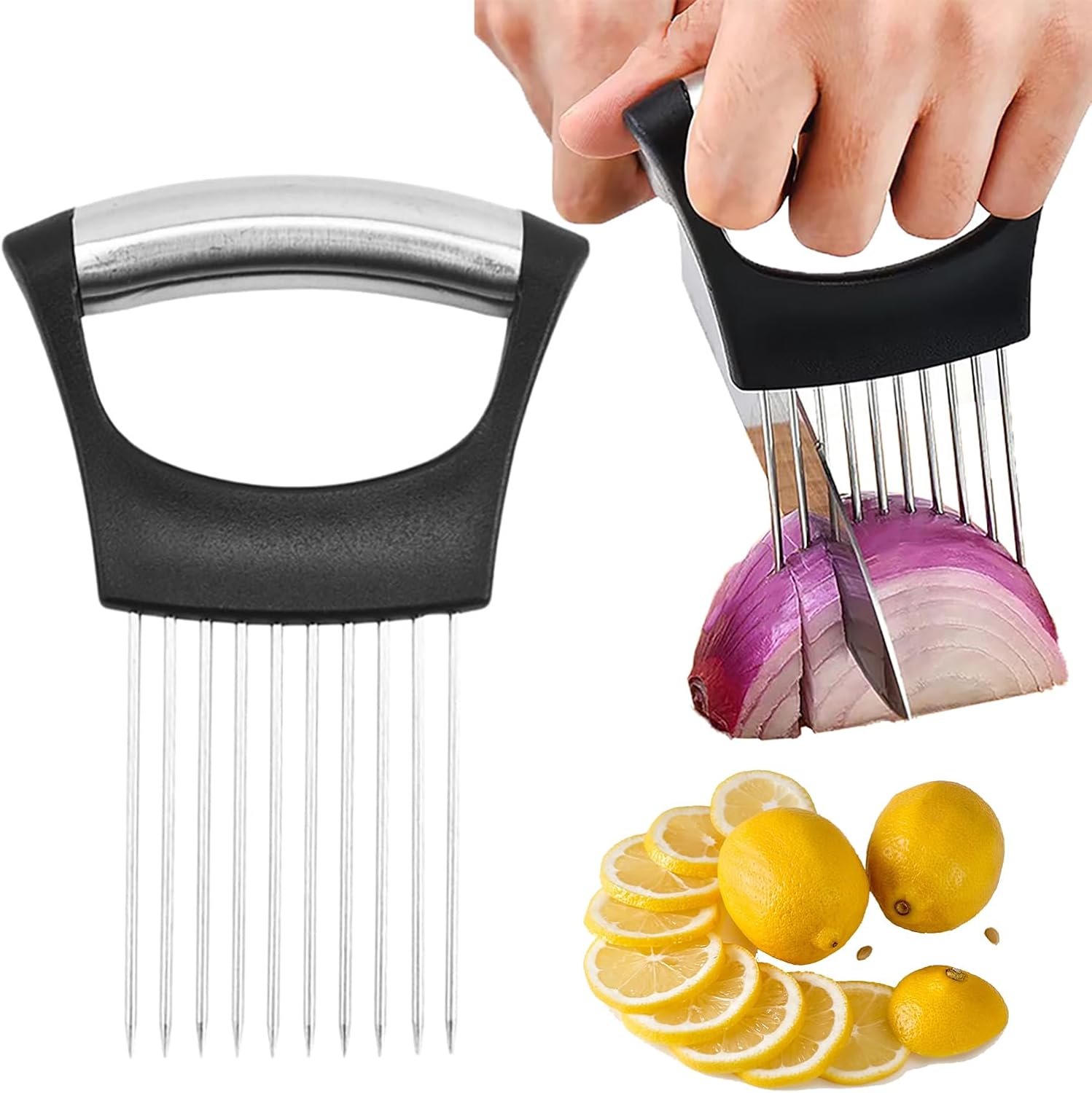 Onion Holder for Slicing, 2025 Upgraded Stainless Steel Lemon Slicer ...