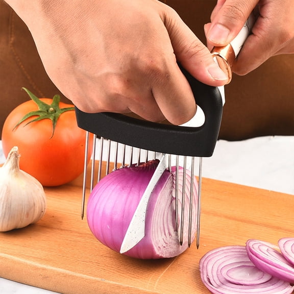 Onion Holder for Slicing, Onion Cutter Vegetable Chopper, Stainless Steel Tomato Slicer Vegetable Cutter for Potato, Avocados, Eggs, Food Slicer Assistant Tool for Fruit Lemon and Meat,10 forks