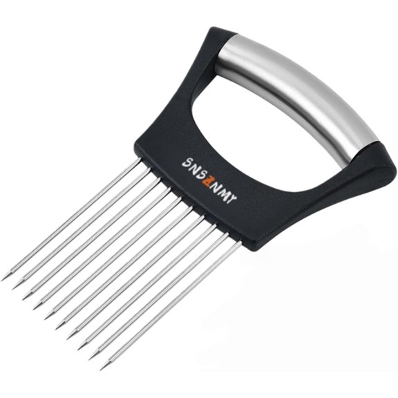 Onion Holder for Slicing, Upgrade Stainless Steel Onion Slicer Holder Lemon Slicer Vegetable Cutter, Assistant Tool for Slicing Fruit, Potato, Tomato and Meat (1 Pack)