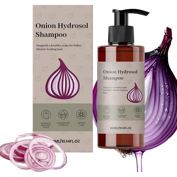 Onion Hydrosol Shampoo 300ml, Onion Shampoo for Hair Growth, with Rosemary, Castor & Biotin, for Stronger Fuller Thicker Hair, Fresh Herbal Scent