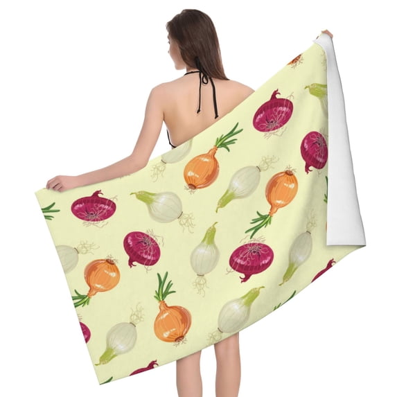 Onion Pattern colorful Bath Towel, Highly Absorbent towels for bathroom Quick Drying Microfiber Bath Towels for Body, Soft Shower Towels for Sport, Yoga, SPA, Gym 27x55in