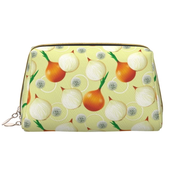 Onion Pattern flower Makeup Bag, Large Capacity Travel Cosmetic Bag for Women Girls- Travel Toiletry Bag Leather Portable Waterproof Makeup Case Organizer with Handle