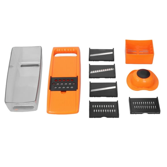 Onion, Potato Mincer & Grater for Slicing, Orange 5-Blade Vegetable & Fruit Chopper with Container