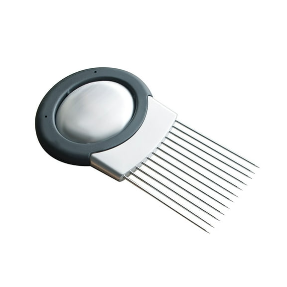 Onion Slicer Holder Meat Tenderizer Tool Vegetable Slicer Kitchen Assistant Tool for Potato Tomato and Meat Stainless Steel lemon Cutter 1 pack