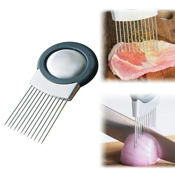 Onion Slicer Holder, Stainless Steel Vegetable Cutter for Slicing of Onion, Lemon, Potatoes & More