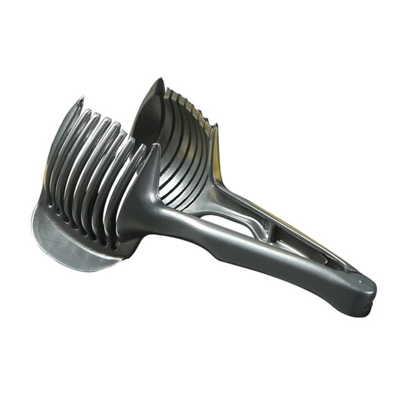 Onion Slicer,Tomato Slicer Lemon Cutter Multipurpose Handheld Round Fruit Tongs Zinc Alloy Onion Holder Easy Slicing Kiwi Fruits & Vegetable Tools Kitchen Cutting Aid Gadgets Tool