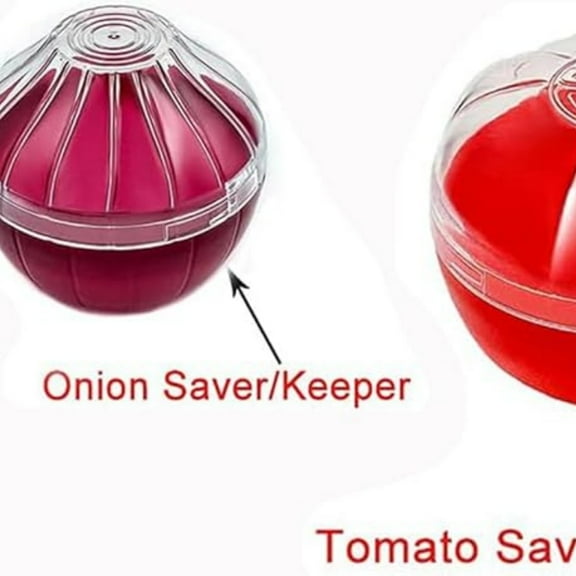 Onion Tomato Keeper Saver Storage Containers, 2 Fruit and Vegetable Shaped Reusable Onion Tomato Holder Organizer for Fridge Vegetable Crisper Makes Food Stay Fresh Longer