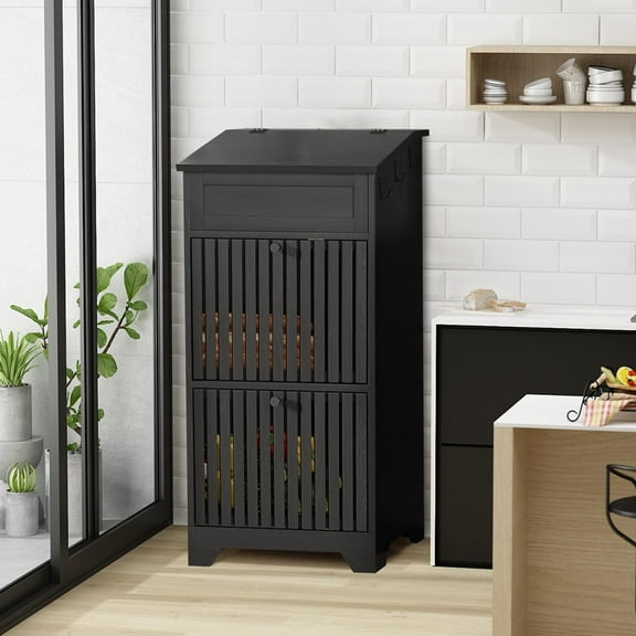 Onion and Potato Storage Bin Wood, Fruit and Vegetable Storage Box, Decorative Pantry Cabinet for Snack, Magnetic Flip-top