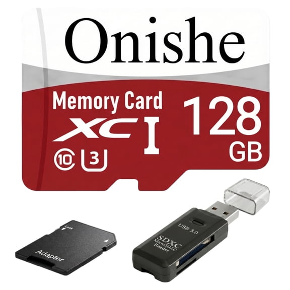 Onishe 128GB U3 Flash Memory Card Class 10 Micro SD Card 4K Expansion TF Card High Speed for Camera/Gopro/Phone/Car Dashcam/Monitor/Drone/Computer/Tablet/PC