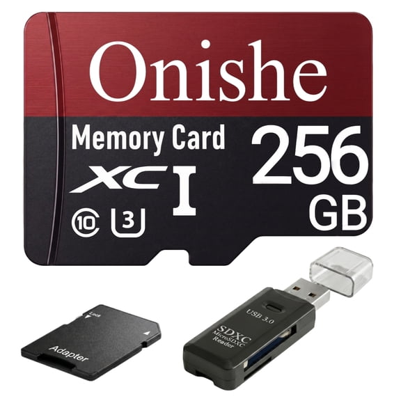 Onishe 256GB Micro SD Card 4K Expansion Flash Memory Card U3 Class 10 TF Card High Speed for Camera/Gopro/Phone/Car Dashcam/Monitor/Drone/Computer/Tablet/PC