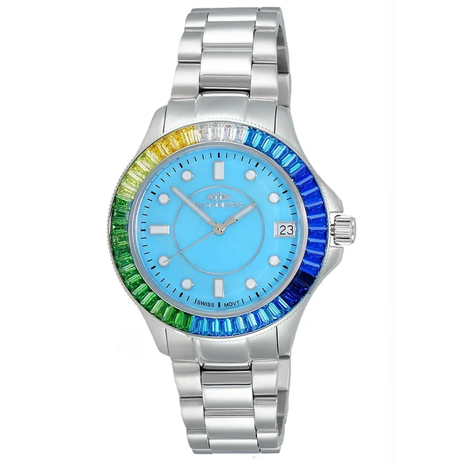 ONISS PARIS Oniss Women's Crown Blue Dial Watch - ON7323-70LBU