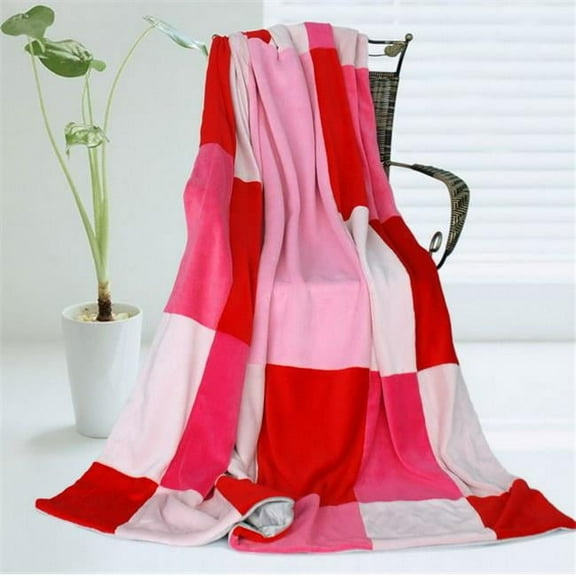 Onitiva - Cerelia Soft Coral Fleece Patchwork Throw Blanket