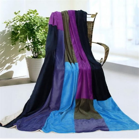 Onitiva - Good Life Soft Coral Fleece Patchwork Throw Blanket