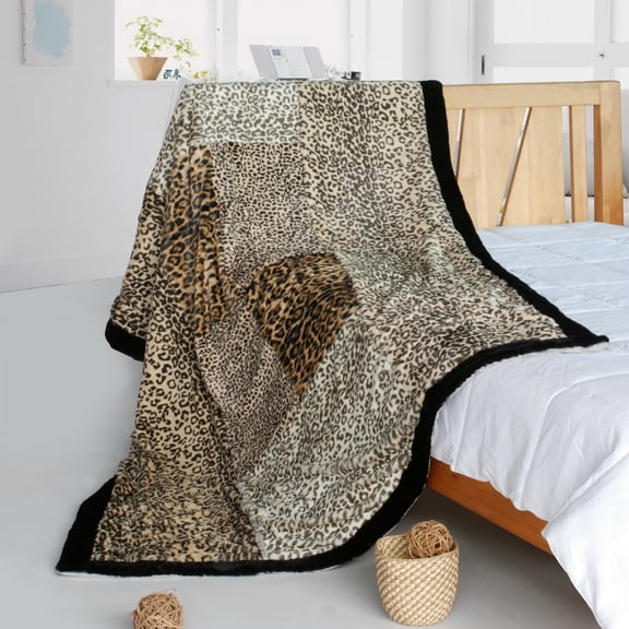 Onitiva - Magic Leopard Animal Style Patchwork Throw Blanket (61"-86.6")