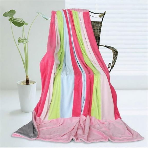 Onitiva - Pink Colour Soft Coral Fleece Patchwork Throw Blanket