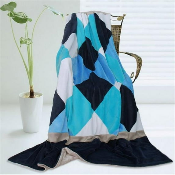 ONITIVA-BLK-032 Onitiva - Plaids - Bliss Soft Coral Fleece Patchwork Throw Blanket