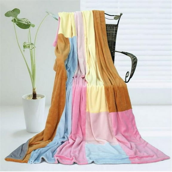 Onitiva - Spring Breeze Soft Coral Fleece Patchwork Throw Blanket