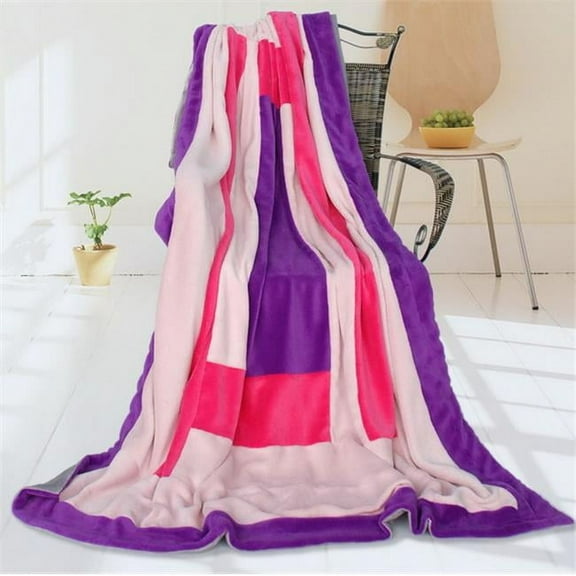 Onitiva - Violet Love Soft Coral Fleece Patchwork Throw Blanket
