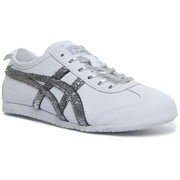 Onitsuka Tiger Mexico 66 Women's Leather Lace Up Casual Sneakers In White Silver Size 6