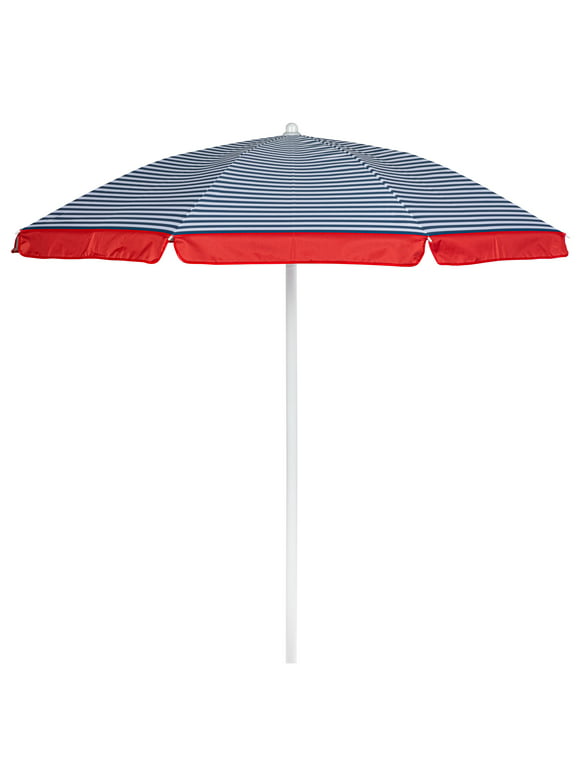 Oniva 5.5 Ft. Portable Beach Umbrella, (Blue Pinstripe Pattern)