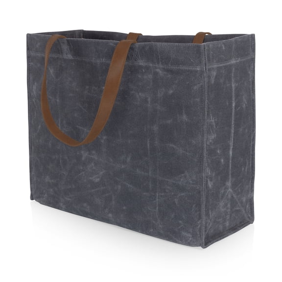 Oniva Market Waxed Canvas Tote with Leatherette Handles, Gray