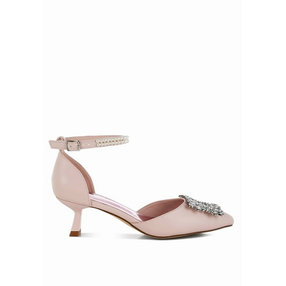 London Rag Onkana Diamante Brooch Kitten Heel Womens Sandals