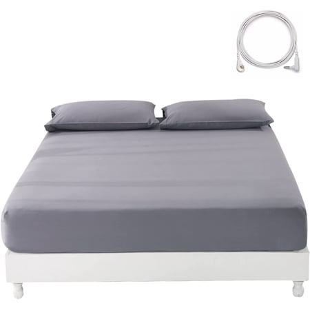 Onker Gray Organic and Solid Silver Strands Fitted Bed Sheets, Queen - Soft Breathable