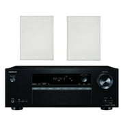 Onkyo 5.2 Channel Full 4K Bluetooth AV Home Theater Receiver + Polk 8 2 Way High-Performance Natural Surround Sound In-Wall Speaker System Pair