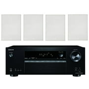 Onkyo 5.2 Channel Full 4K Bluetooth AV Home Theater Receiver + Polk 8 2 Way High-Performance Natural Surround Sound In-Wall Speaker System Set Of 4
