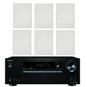 Onkyo 5.2 Channel Full 4K Bluetooth AV Home Theater Receiver + Polk 8 2 Way High-Performance Natural Surround Sound In-Wall Speaker System Set Of 6