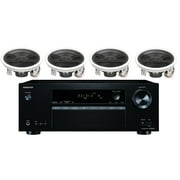 Onkyo 5.2 Channel Full 4K Bluetooth AV Home Theater Receiver + Yamaha 3-Way In-Wall/Ceiling Surround Sound Home Theater Speaker Package Set Of 4