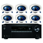 Onkyo 5.2 Channel Full 4K Bluetooth AV Home Theater Receiver + Yamaha Natural High-Performance Moisture Resistant 2-Way 110 watts Surround Sound in-ceiling Speaker System Set Of 6