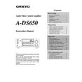 thumbnail image 1 of Instruction Manual ONLY for Onkyo A-DS650 Amplifier Owners Manual REPRINT, 1 of 1