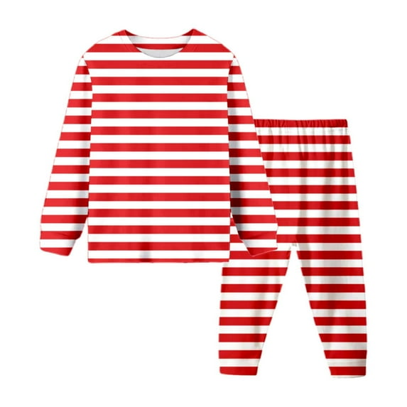 Onlfs Pajama Sets for Big Boys Striped Print Long Sleeve Sleep Tee and Pants Sleepwear Breathable Nightwear Outfits