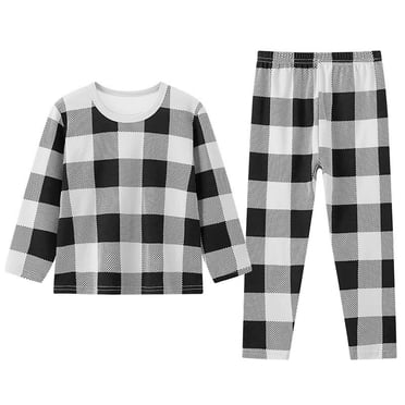 Onlfs Toddler Boy's Pajama Sets Plaid Print Long Sleeve Crewneck Top and Pants Nightwear Sleepwear Outfits