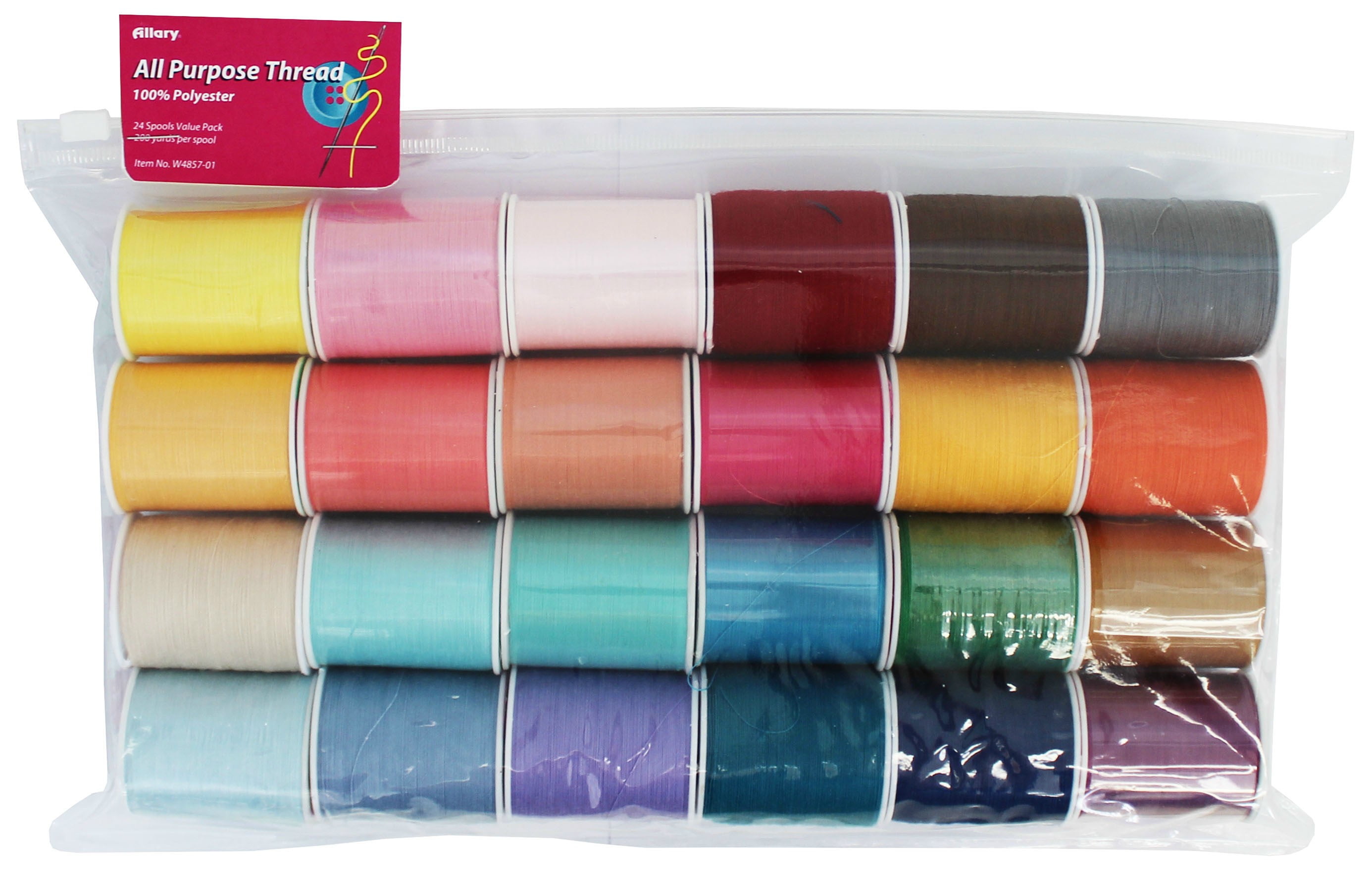 Allary Multi-Color, 100% Polyester Sewing Thread, 200 yd (24 Piece)