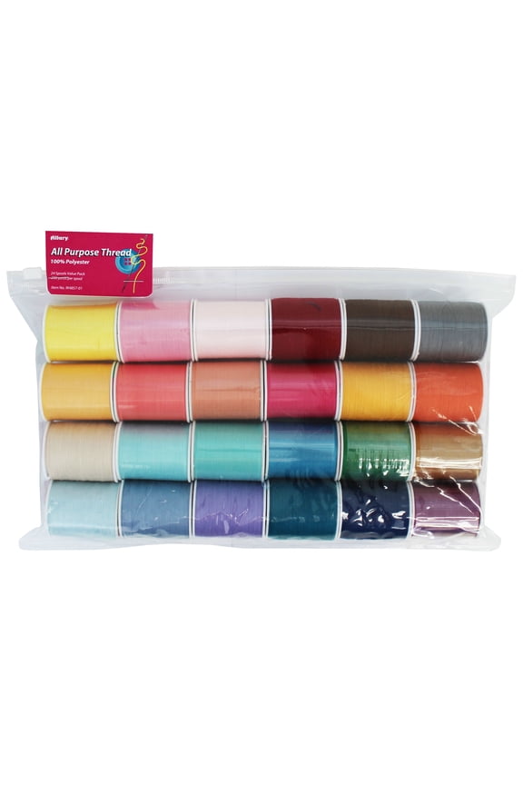Multi-Color, 100% Polyester Sewing Thread, 200 yd (24 Piece)