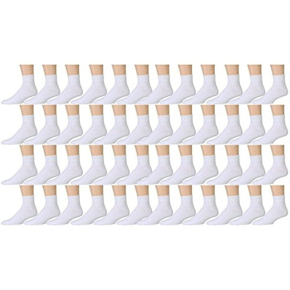 Online Best Service Wholesale Lot 48 Pairs Men's Sport Socks Ankle/Quarter Crew Athletic Socks (White, 10-13)