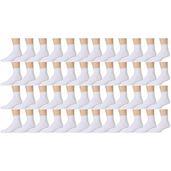 Online Best Service Wholesale Lot 48 Pairs Men's Sport Socks Ankle/Quarter Crew Athletic Socks (White, 10-13)