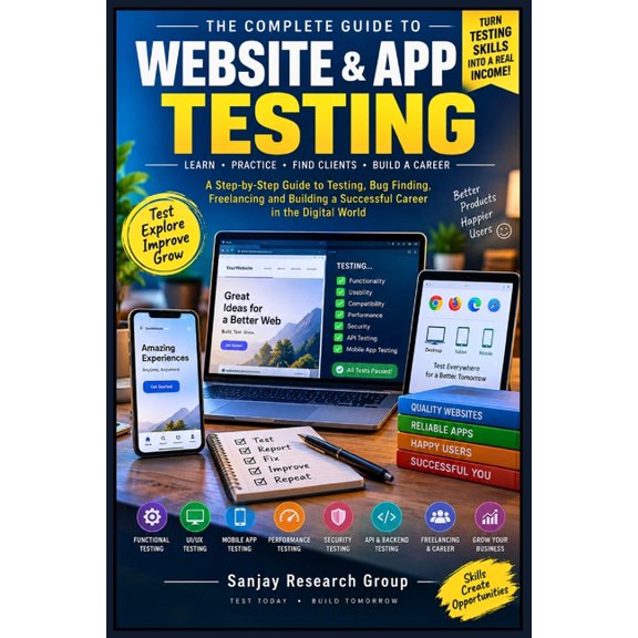Online Earning Guide Books by Sanjay Man Website & App Testing: A Step by Step Guide to Testing, Bug Finding, Freelancing and Building a Successful Career in the, Book 35, (Paperback)