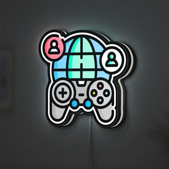 Online Game 3D Novelty Light Box, Multiplayer Gamer Decor for Streaming or Game Rooms (Height 8 inch, 20cm)