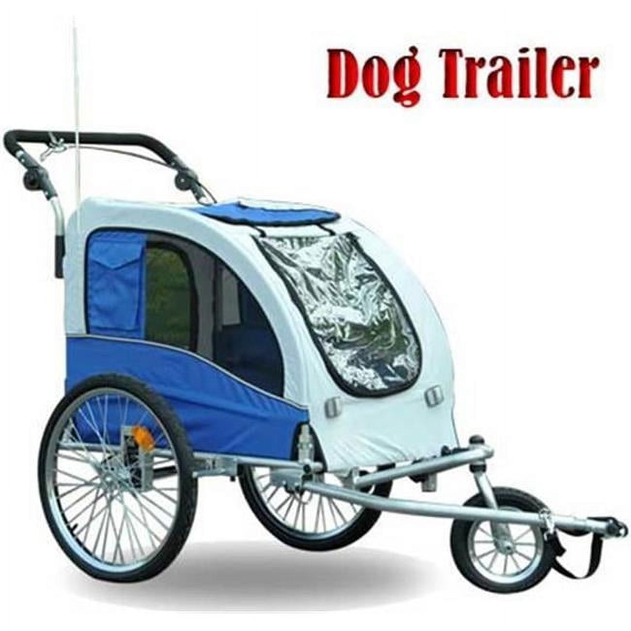 Blue 2-in-1 Pet Bike Trailer and Stroller with Canopy