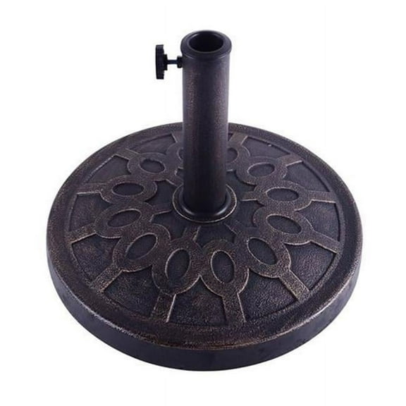 Online Gym Shop  Round Decorative Cast Stone Umbrella Holder Base Bronze - 17.5 in.