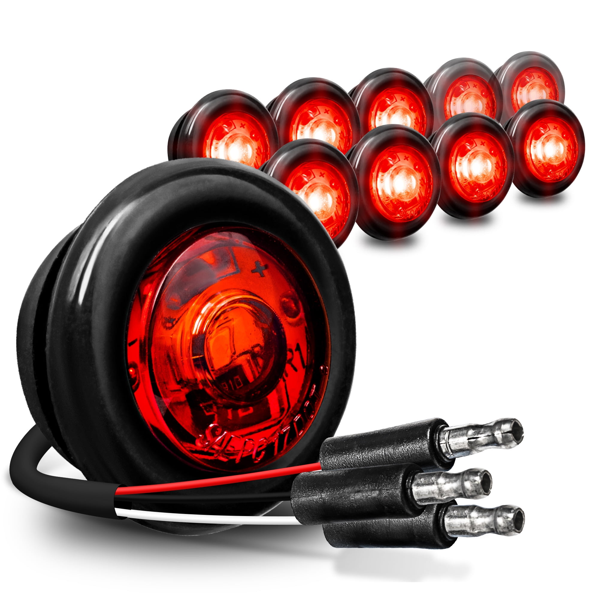 20X 3/4" 12V Marker Lights LED Truck Trailer Round Side Bullet Light Amber Red E - Foto 3